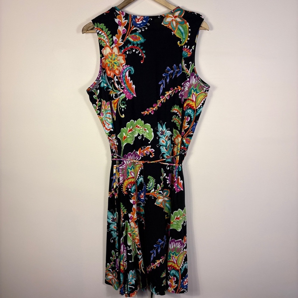 Ralph Lauren Black Floral Sleeveless Dress Resort Colorful Beach Vacation - Picture 9 of 13